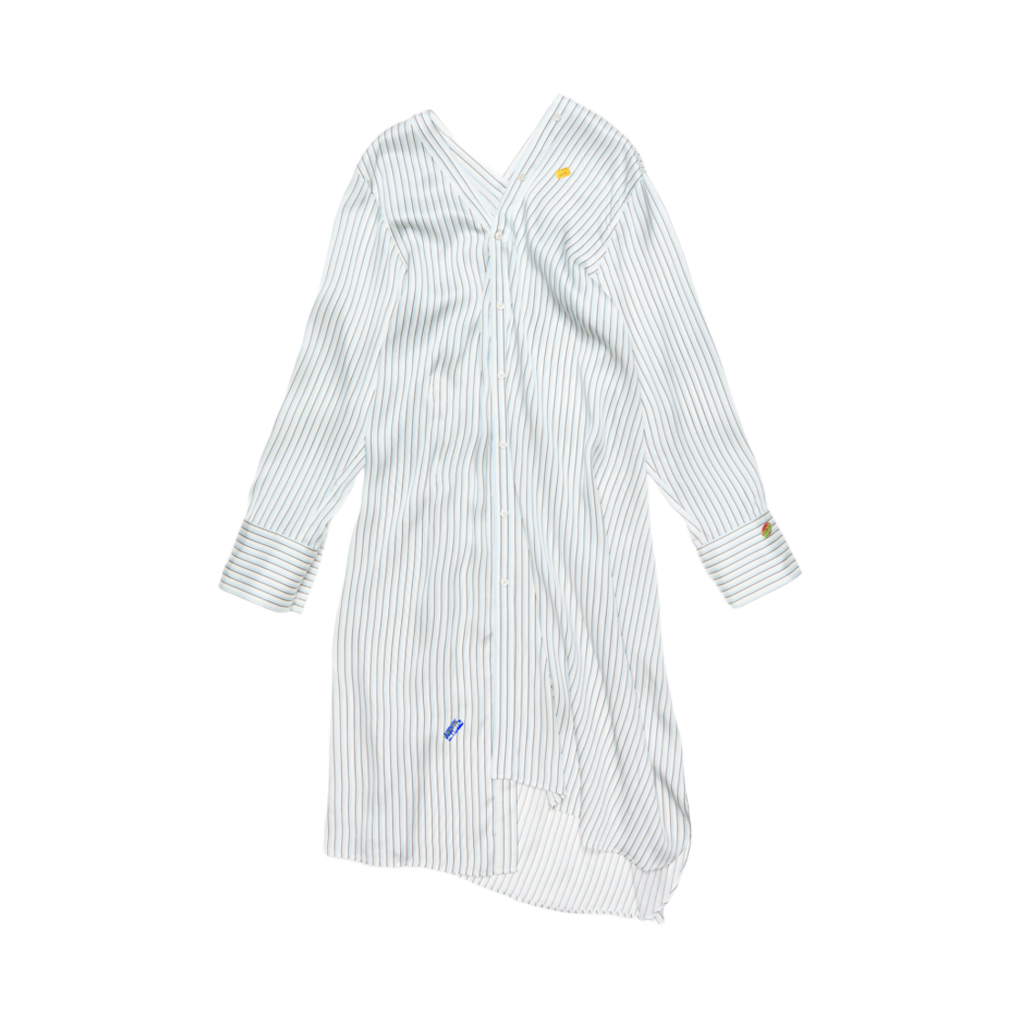 (W) 아크네 스튜디오 어시메트릭 셔츠 드레스 블루 화이트((W) Acne Studios Asymmetric Shirt Dress Blue White) - 1
