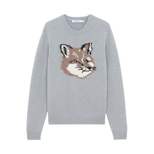 Maison Kitsune Big Fox Head Pullover Knit Grey