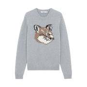 Maison Kitsune Big Fox Head Pullover Knit Grey