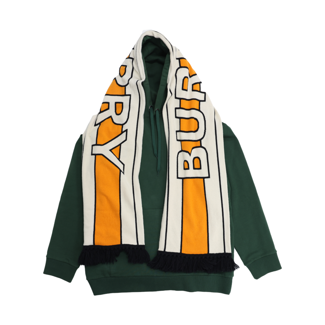 ITSN3VQWF8BA Burberry Hooded Sweatshirt with Scarf Detail in Green