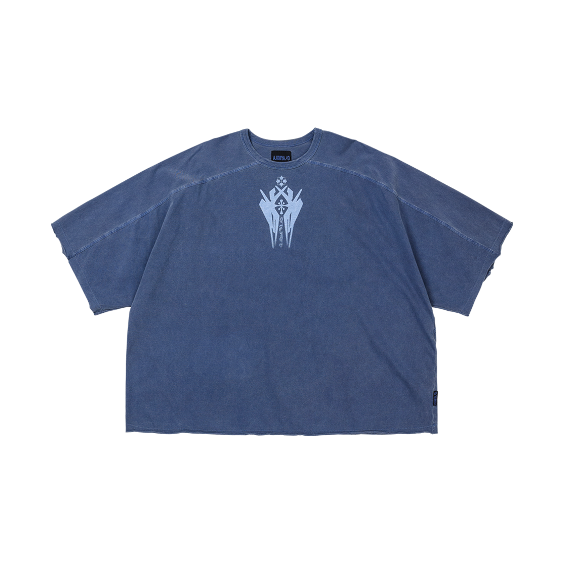 AJ252TE006BL AJOBYAJO Cross Symbol Washed Raglan T-Shirt BLUE