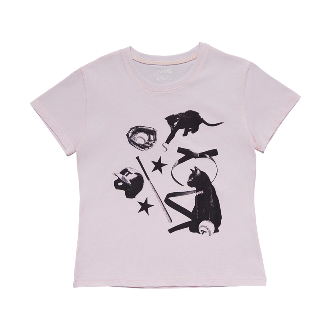 트윈스 x 블루밍테일 네로 티셔츠 슬림핏 핑크(Twins X Bloomingtale Nero T-Shirts Slim Fit Pink)