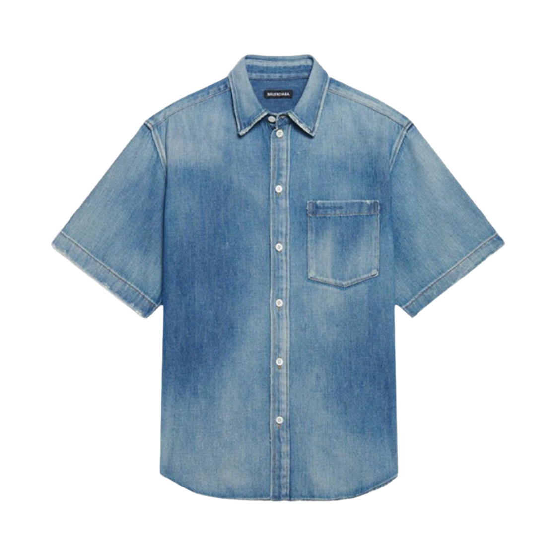 발렌시아가 재패니스 소프트 데님 레귤러 숏슬리브 셔츠 블루(Balenciaga Japanese Soft Denim Regular Short Sleeve Shirt Blue) - 1