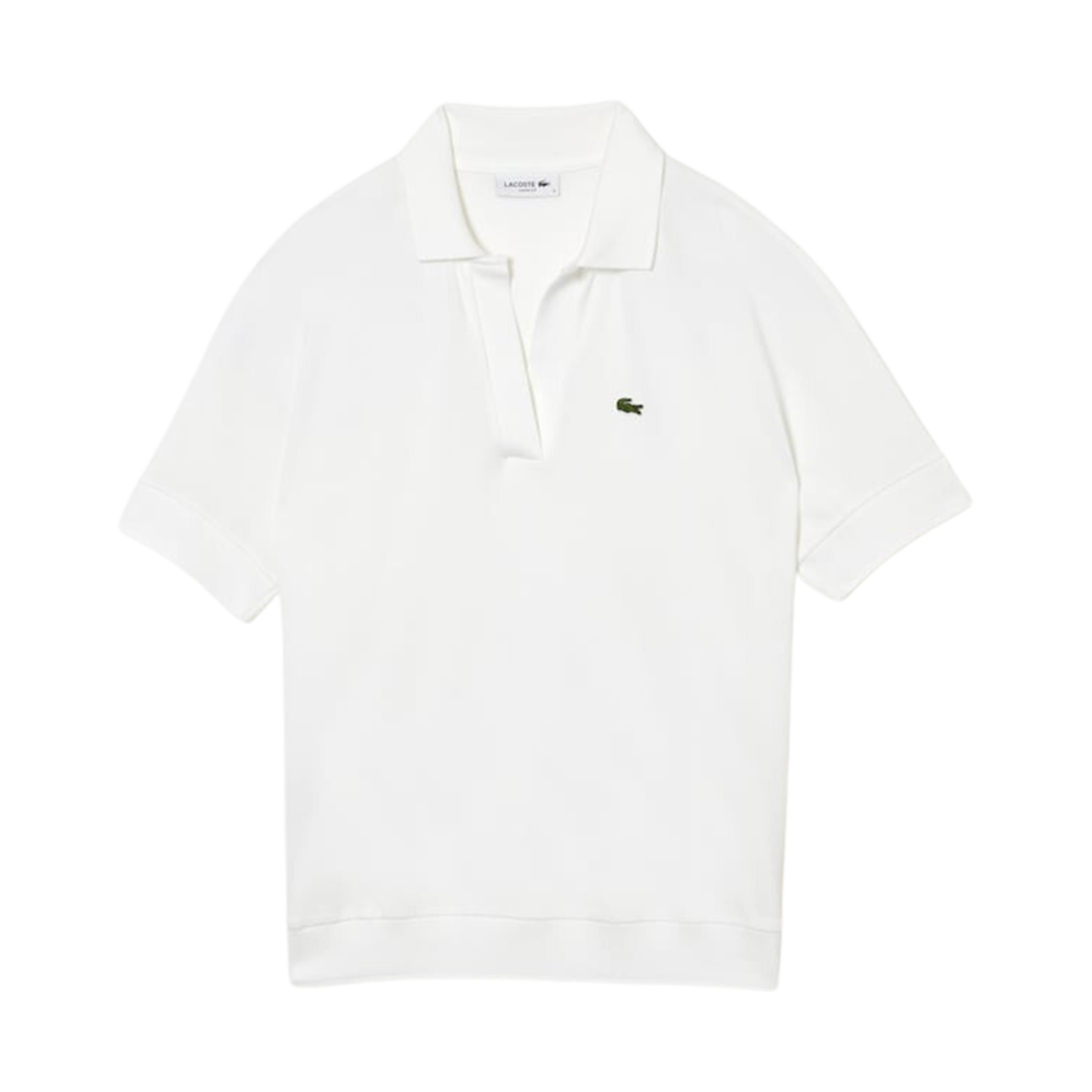 (W) 라코스테 릴렉스드 핏 헤리티지 폴로 셔츠 화이트((W) Lacoste Relaxed Fit Heritage Polo Shirt White) - 1
