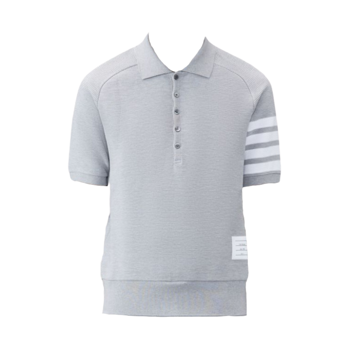 MJP148A-08138-055 Thom Browne Cotton Ottoman Rib 4-Bar Polo Light Grey - 대표 이미지 #1