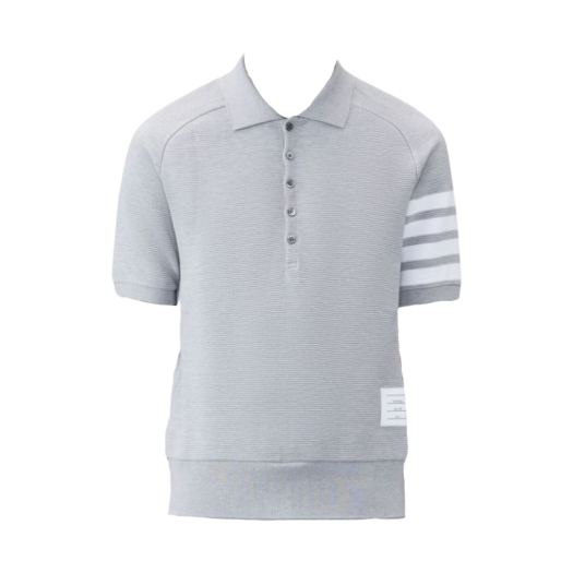 Thom Browne Cotton Ottoman Rib 4-Bar Polo Light Grey