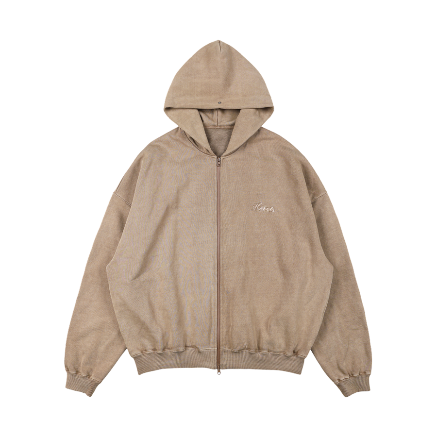 헤베츠 맨 가먼트다잉 후드 집업 베이지(Hevets M Garment Dyeing Hood Zip-up Beige) - 1