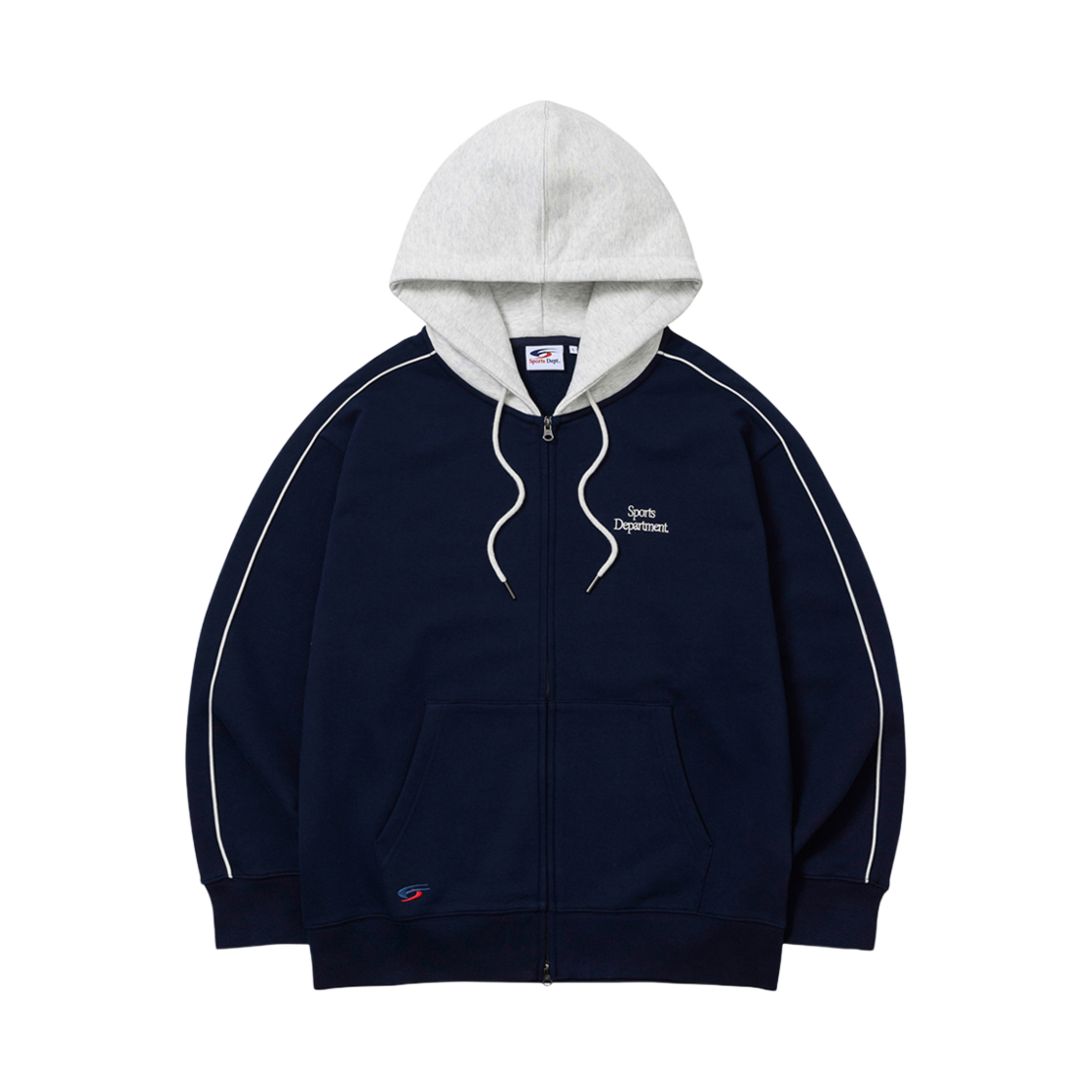 스포츠뎁트 파이핑 배색 후드 집업 네이비(Sports Dept Piping Coloring Hood Zip-Up Navy)
