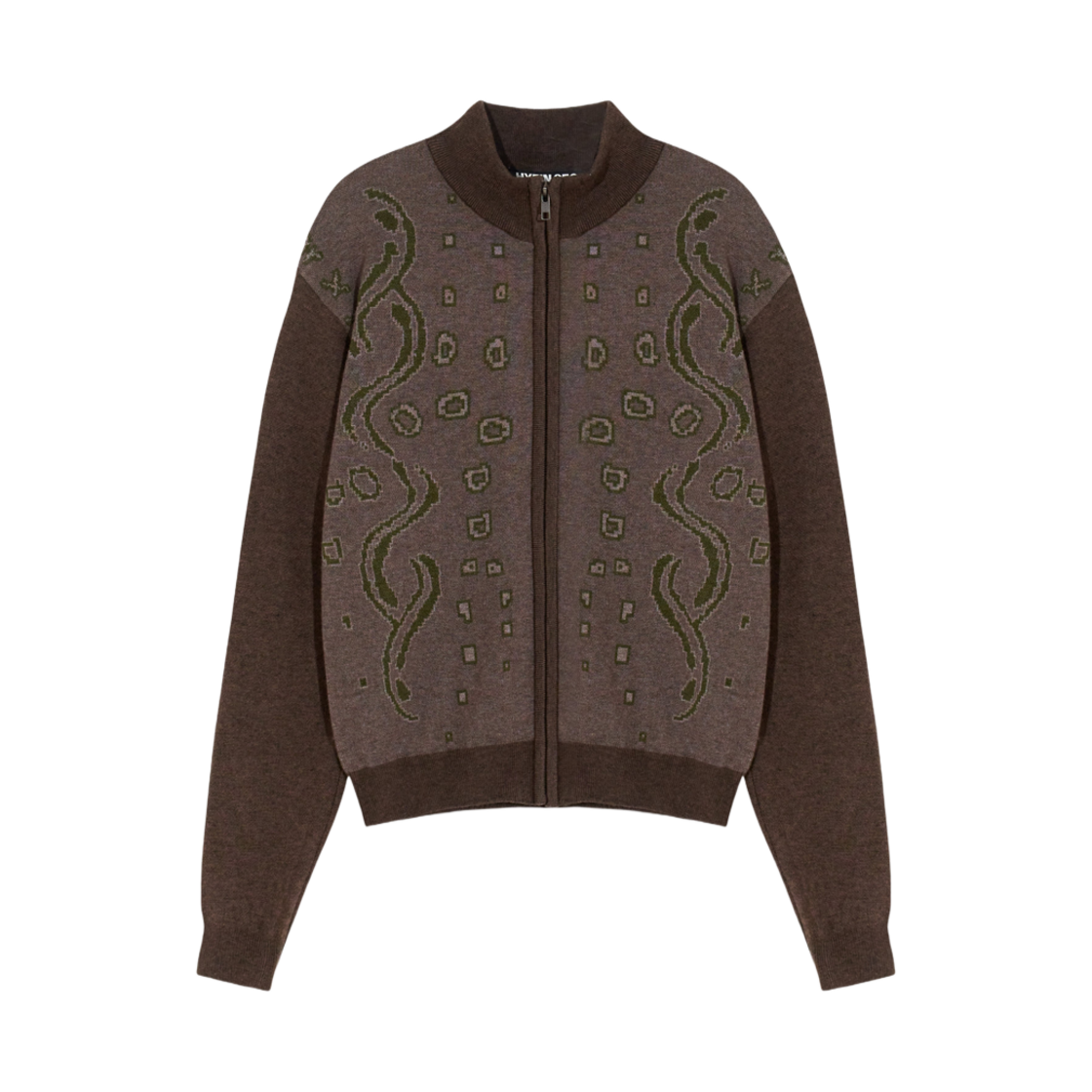 - Hyein Seo Graphic Knit Zip-Up Brown