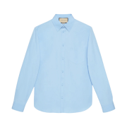 Gucci Poplin Cotton Shirt with Embroidery Light Blue