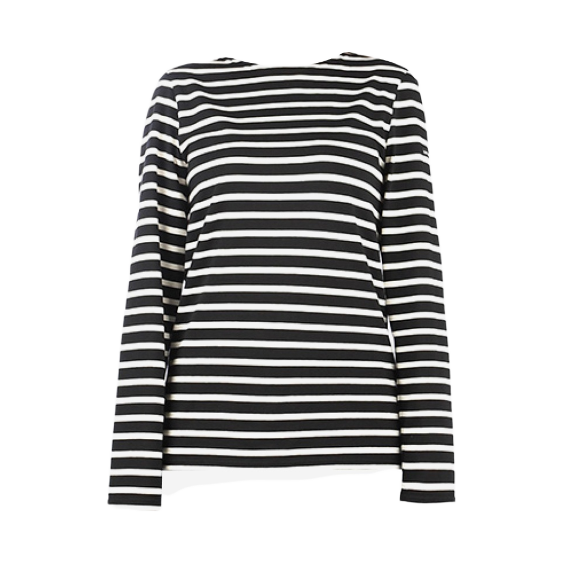9858-NG Saint James Minquiers Modern Striped Sailor Long Sleeve T-Shirt Noir Ecru