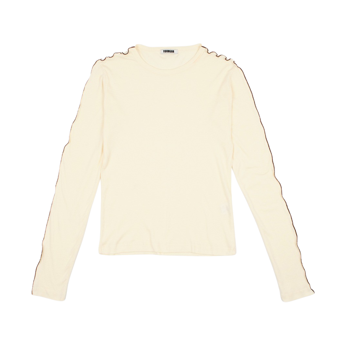 영오 라인 포인트 롱슬리브 티셔츠 페일옐로우