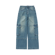 True Religion Signature Cargo Pants Washed Indigo