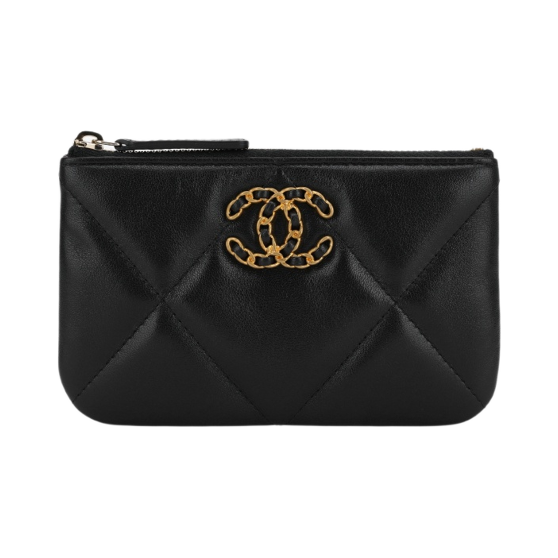 샤넬 19 미니 파우치 램스킨 & 골드 메탈 블랙