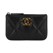 Chanel 19 Mini Pouch Lambskin & Gold Black