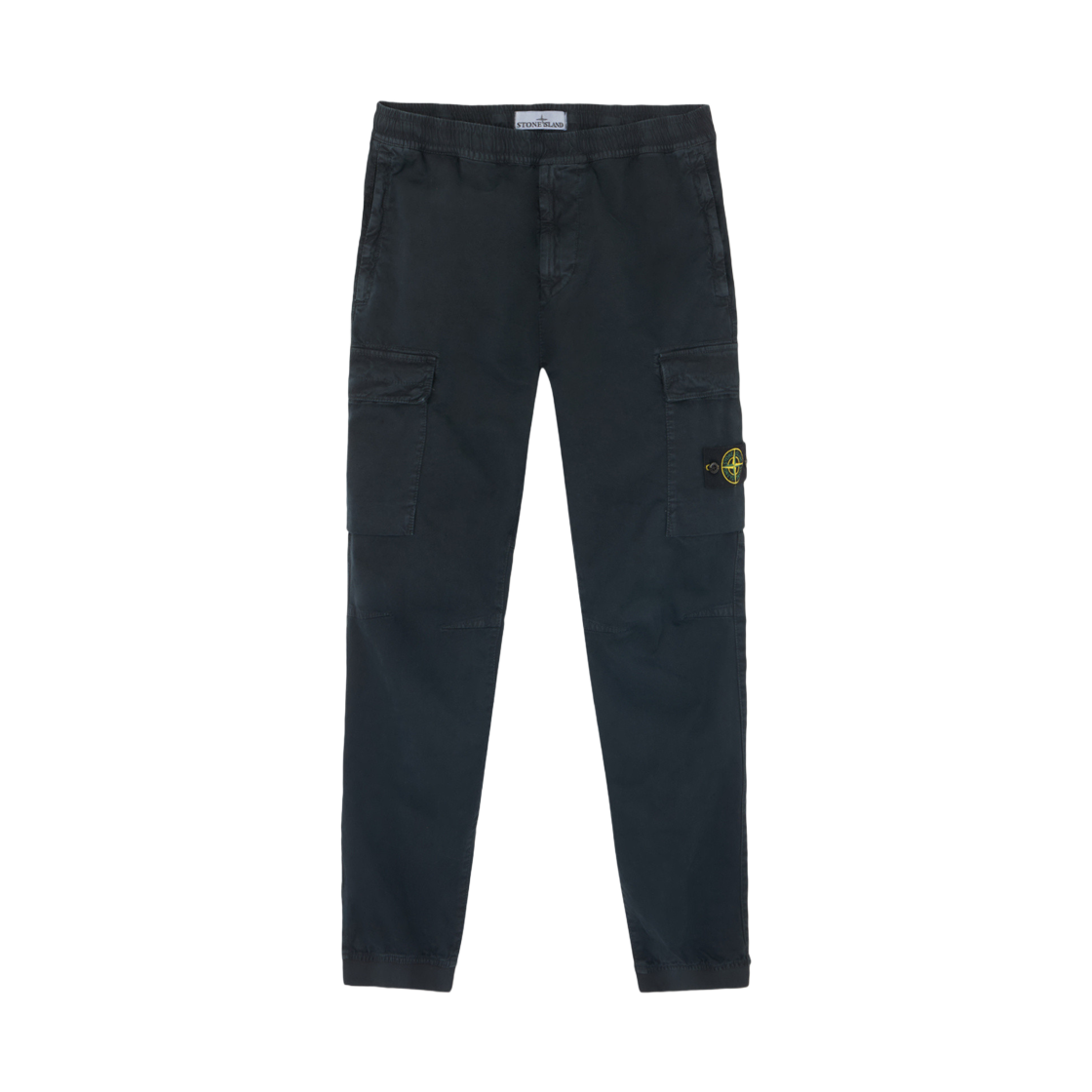 K2S1531000-33S00L1-V0120 Stone Island 3100033 Stretch Organic Broken Twill Cotton Old Effect Regular Tapered Fit Cargo Trousers with Elasticated Waistband Navy Blue - 25FW