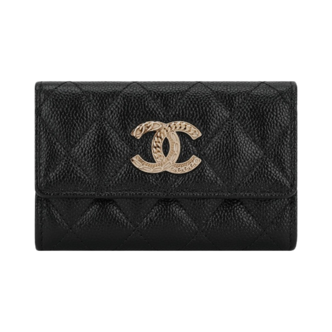 샤넬 플랩 카드 홀더 그레인드 카프스킨 & 골드 메탈 블랙(Chanel Flap Card Holder Grained Calfskin & Gold Black) - 1