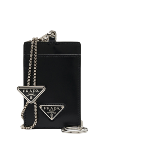 1MC080-ZO6-F0002 Prada Leather Badge Card Holder Black