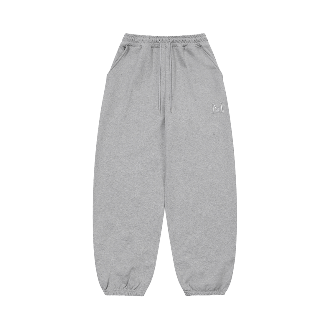 P00000SI_02 MUCENT Lash Metal Logo Jogger Sweat Wide Pants Gray Jogger