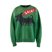 Saint Mxxxxxx Cerberus Crew Neck Sweatshirt Green - 23AW