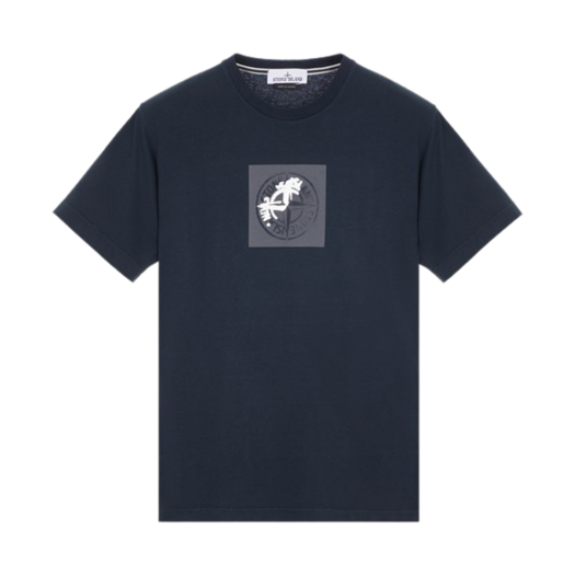 Stone Island 2NS83 Institutional One Print Short Sleeve Cotton T-Shirt Blue - 24SS