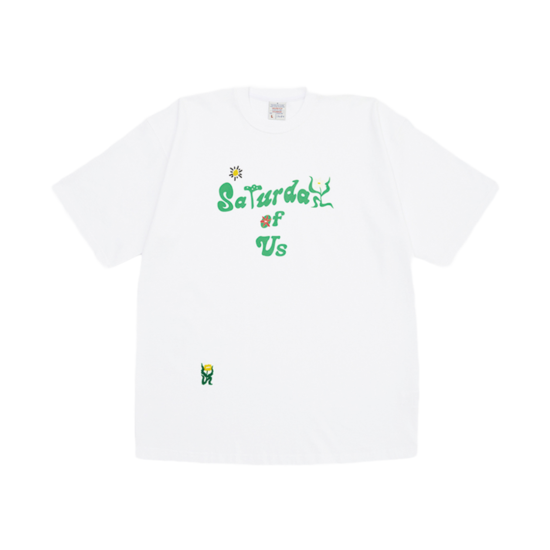 에스티유 그린 로고 프린팅 비즈 티셔츠 화이트