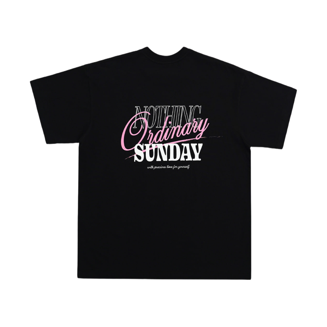 NOS7 핑크 커시브 티셔츠 블랙(NOS7 Pink Cursive T-Shirt Black)