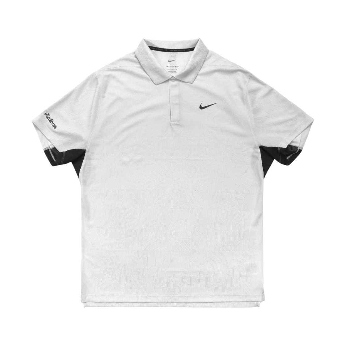 말본 골프 x 나이키 드라이핏 ADV 타이거 우즈 자카드 폴로 화이트 포톤 더스트 블랙(Malbon Golf x Nike Dri-Fit ADV Tiger Woods Jaquard Polo White Photon Dust Black) - 1