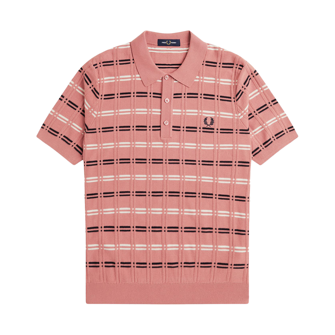 프레드페리 스트라이프 립 니트 셔츠 퍼티핑크(Fred Perry Striped Rib Knitted Shirt Putty Pink) - 1