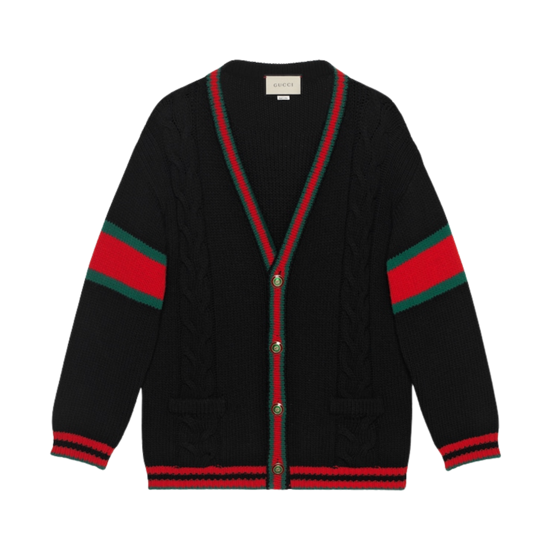 497037-X1561-1082 Gucci Oversize Cable Knit Cardigan Black