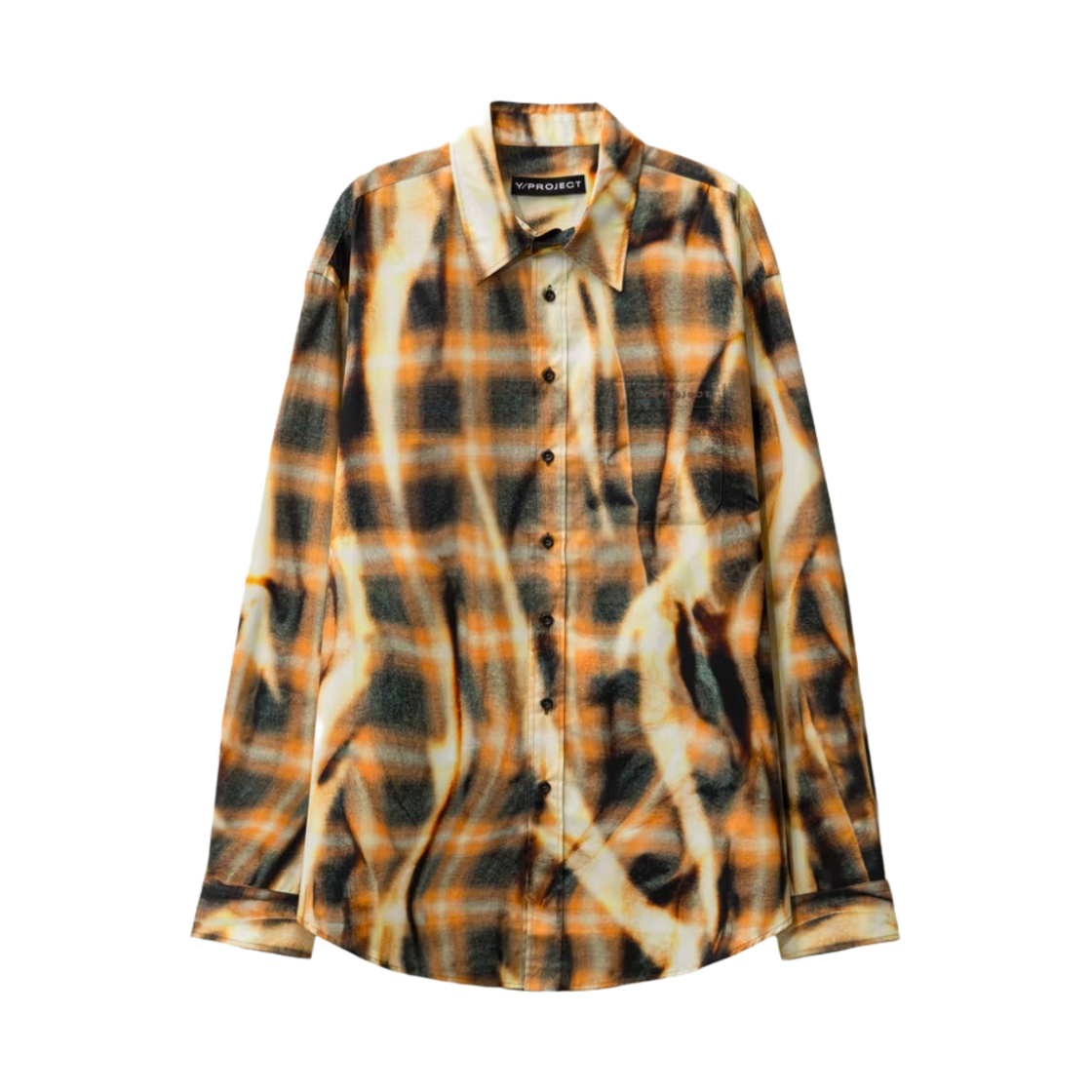 - Y/Project Sun Bleach Check Shirt Orange