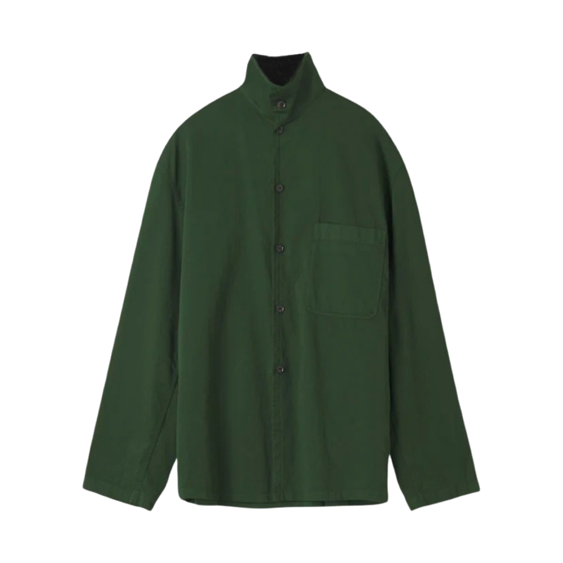 르메르 가먼트 다이드 라이트 코튼 사틴 스탠드 칼라 셔츠 헌터 그린