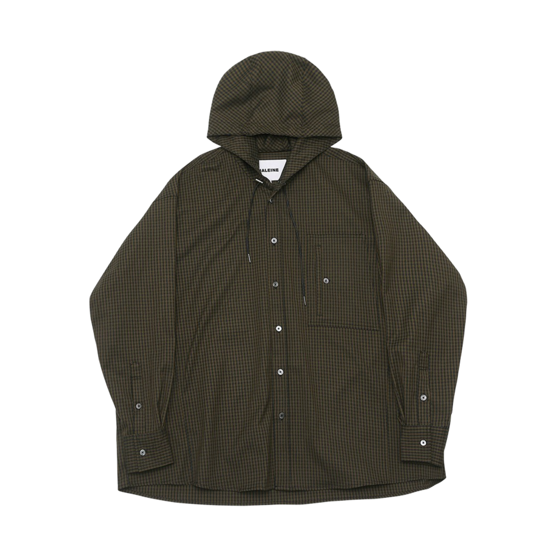 알렌느 인시전 체크 후디드 셔츠 브라운