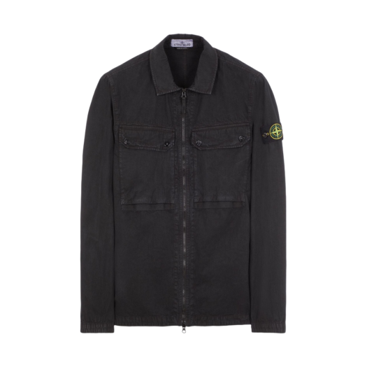 7915102WN-V0129 Stone Island 102WN Brushed Organic Cotton Overshirt Black - 23FW