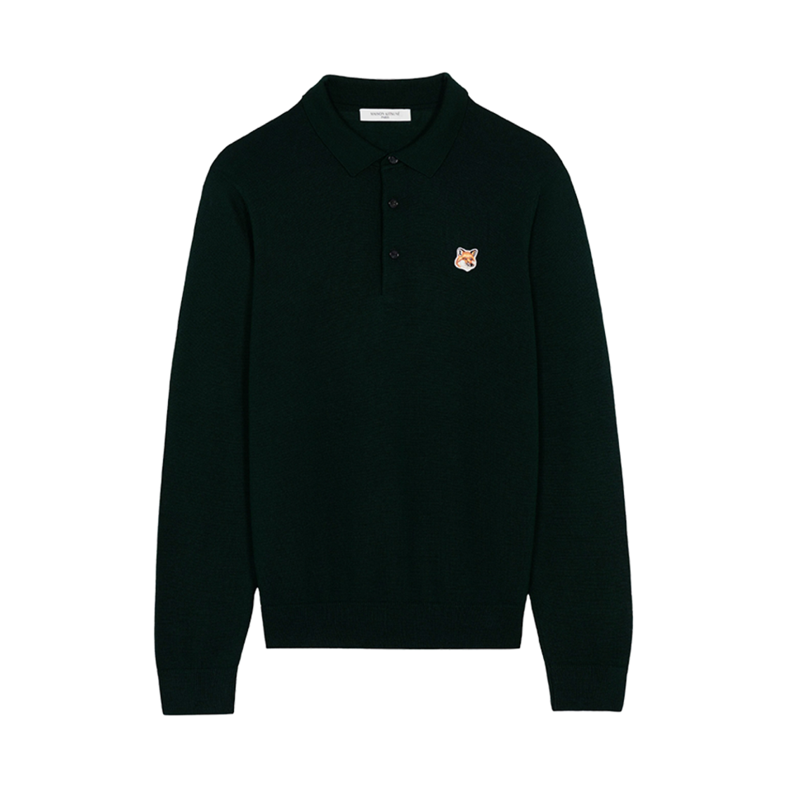 메종 키츠네 폭스 헤드 패치 폴로 점퍼 블랙(Maison Kitsune Fox Head Patch Polo Jumper Black)