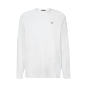 C.P. Company Mercerized Light Jersey 70/2 Long Sleeved Logo T-Shirt Gauze White - 23FW