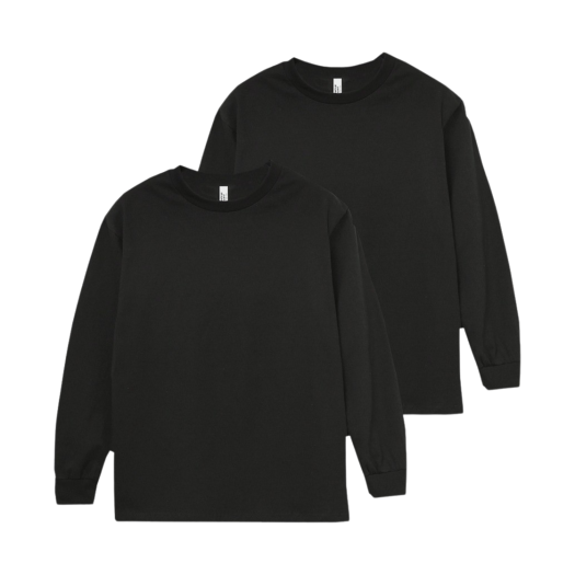 1304 Black AAA Heavy Cotton 1304 Long Sleeve T-Shirt Black (2Pack)