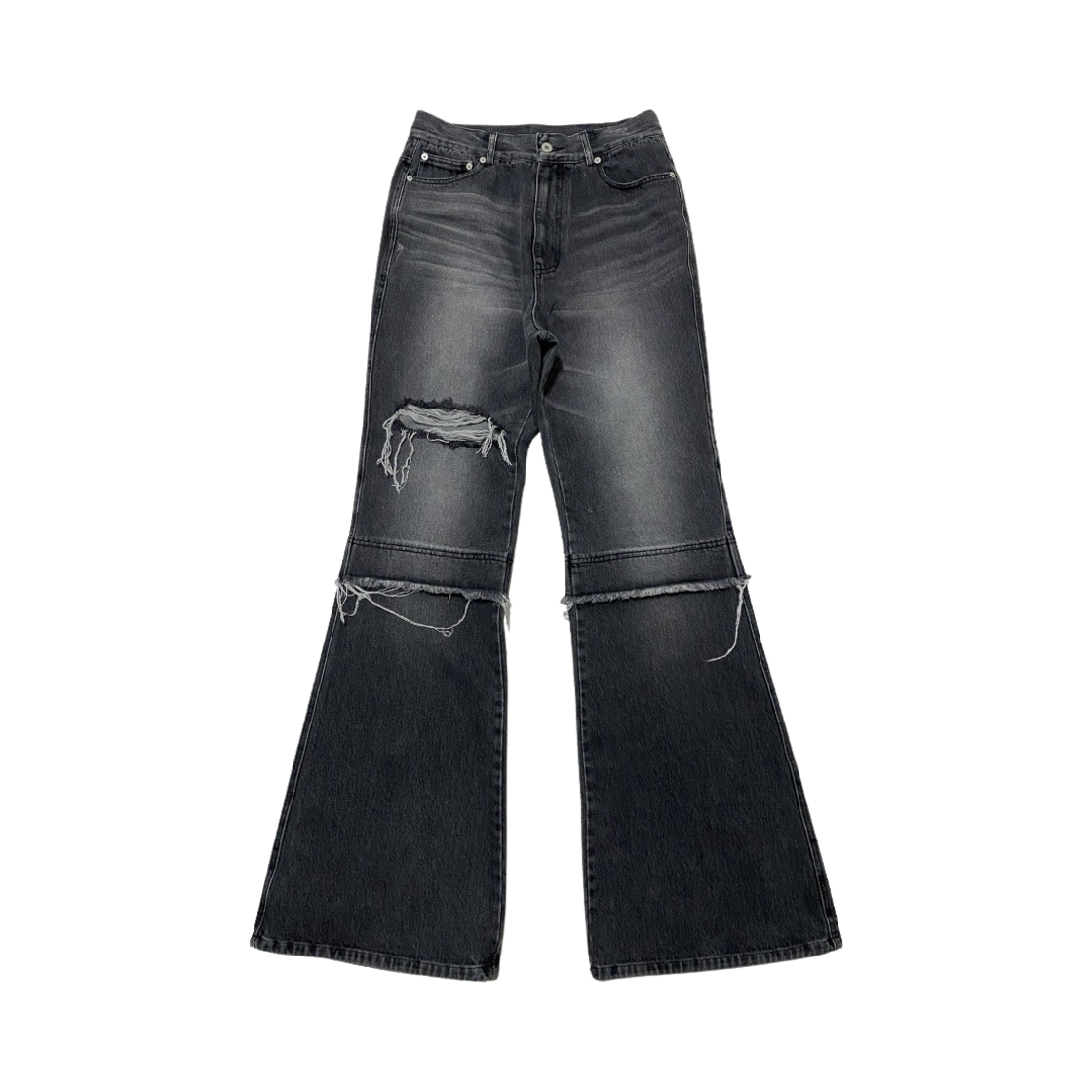 오엠오 레이어드 플레어 진 워시드 블랙(OMO Layered Flared Jean Washed Black)