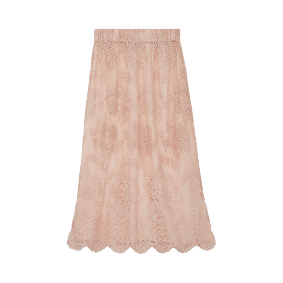 (W) 구찌 플로럴 코튼 레이스 스커트 라이트 핑크((W) Gucci Floral Cotton Lace Skirt Light Pink) - 1