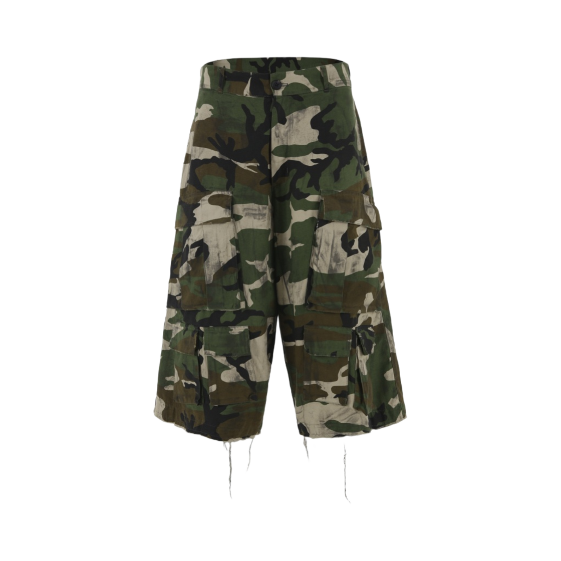 - Nos Couleurs Distressed Cargo Shorts Camo