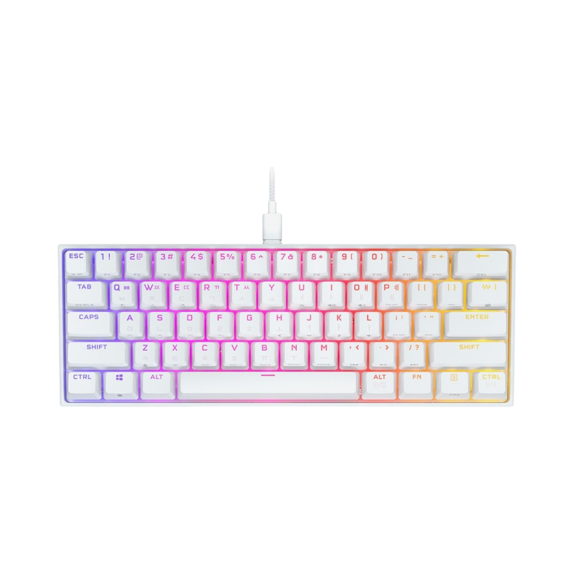 커세어 K65 RGB 미니 레드 화이트 국문 자판 (국내 정식 발매 제품)(Corsair K65 RGB Mini Red White Korean Layout (Korean Ver.)) - 1