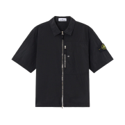 Stone Island 1200035 Nylon Metal in Econyl Regular Fit Short-Sleeve Shirt with Chest Pocket and Zip Black - 25FW