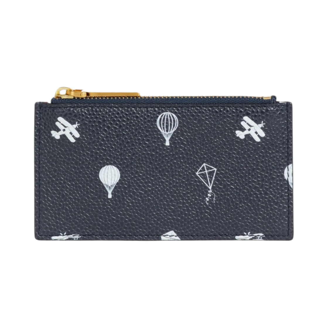 MAW237A-07915-415 Thom Browne Pebble Grain Leather 3D Kite Half Drop Zippered Card Wallet Navy