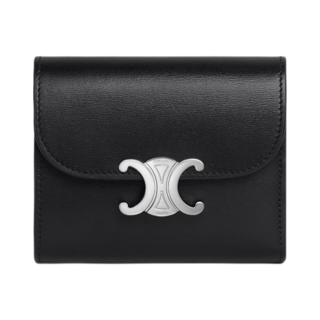 셀린느 샤이니 카프스킨 트리옹프 스몰 플랩 지갑 블랙(Celine Card Holder Cuir Triomphe in Shiny Calfskin Black)
