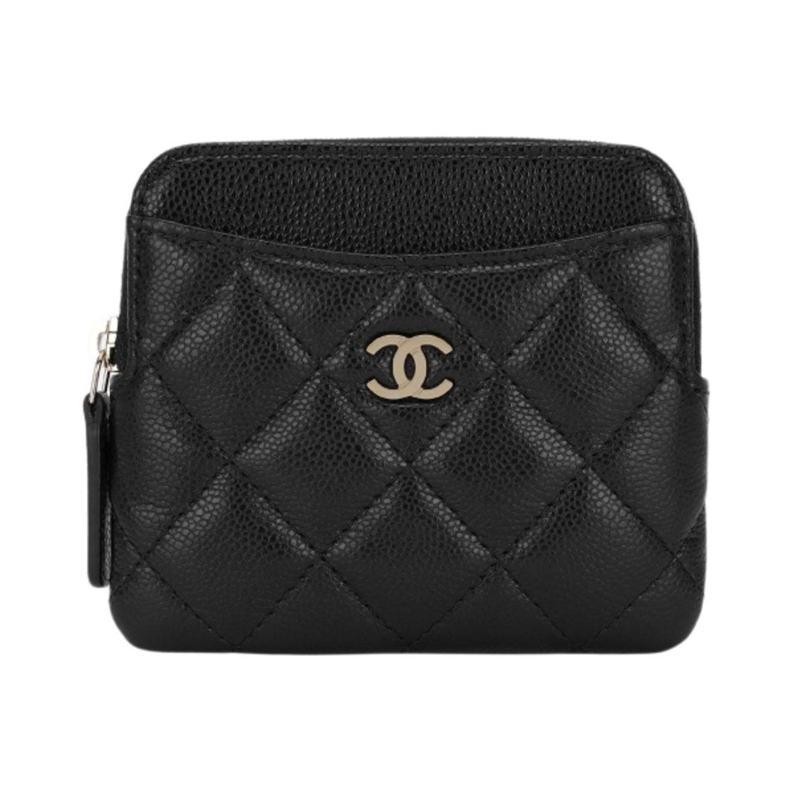 샤넬 클래식 지퍼 코인 카드 홀더 그레인드 샤이니 카프스킨 & 골드 메탈 블랙(Chanel Classic Zipped Coin Card Holder Grained Shiny Calfskin & Gold Black)