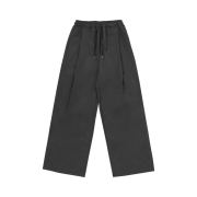 SLOW RECORD HOUSE Nylon One-Tuck Pants Charcoal