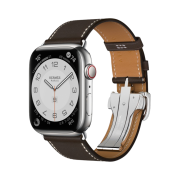 Apple Watch Hermes Series 7 45mm Silver Stainless Steel Case with Single Tour Deployment Buckle Ébène (Korean Ver.)