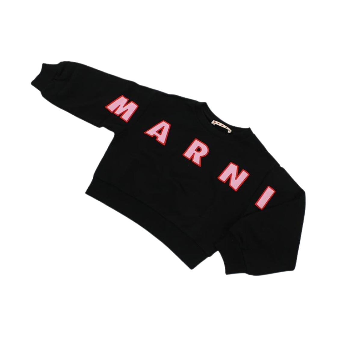 (키즈) 마르니 로고 자수 크롭 스웨트셔츠 블랙((Kids) Marni Logo Embroidered Cropped Sweatshirt Black)