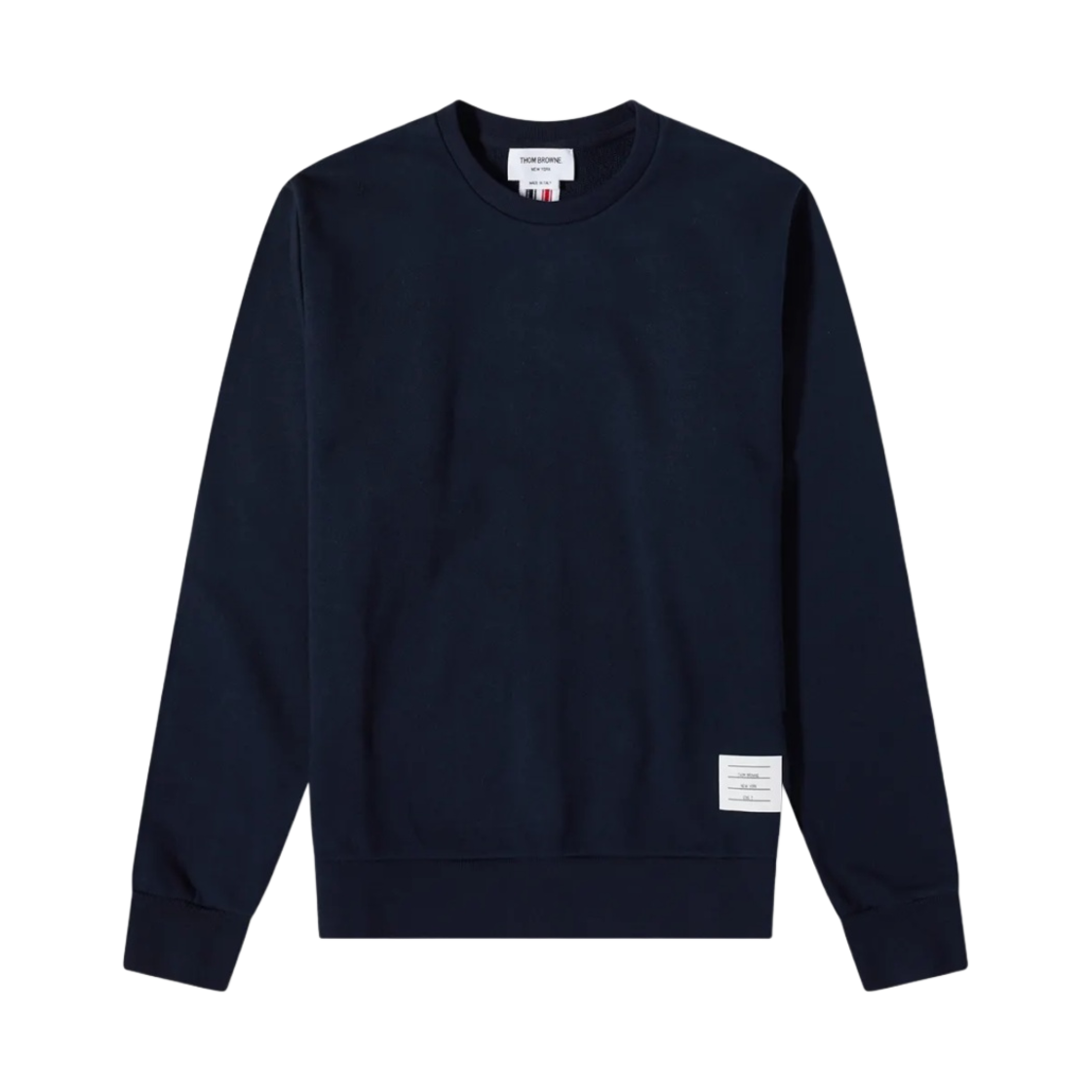 MJT085A-03377-415 Thom Browne Loopback Center Back Stripe Crewneck Pullover Knit Navy