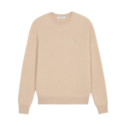 Maison Kitsune Baby Fox Patch Cosy R-Neck Pullover Knit Beige